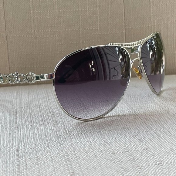 bebe Accessories - bebe Women Sunglasses Crystals Accent Arm Silver Tone Frame Eye wear